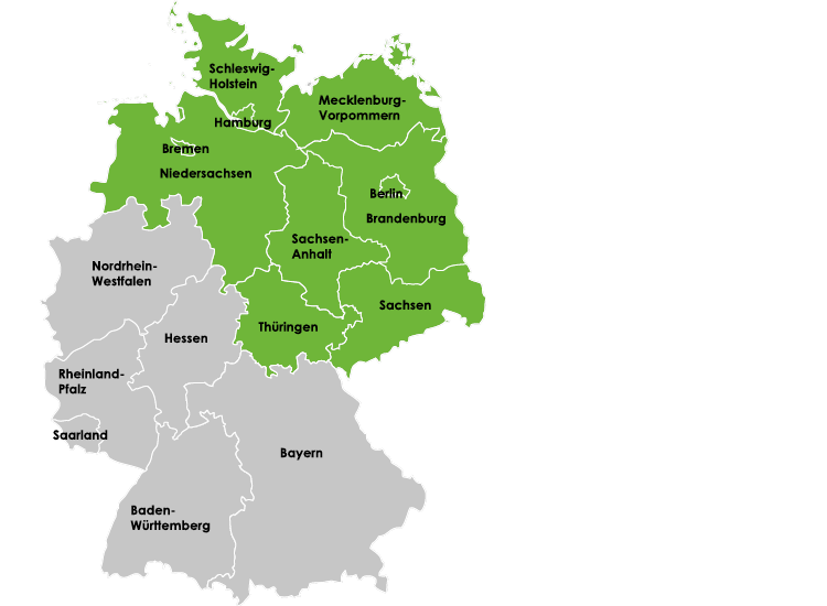 Deutschlandkarte Gebiet Nord Ost