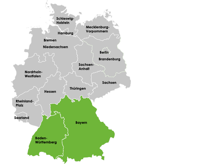 Deutschlandkarte Gebiet Süd