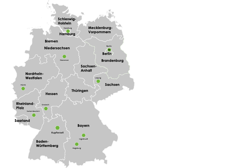 Deutschlandkarte Standorte Niederlassungen